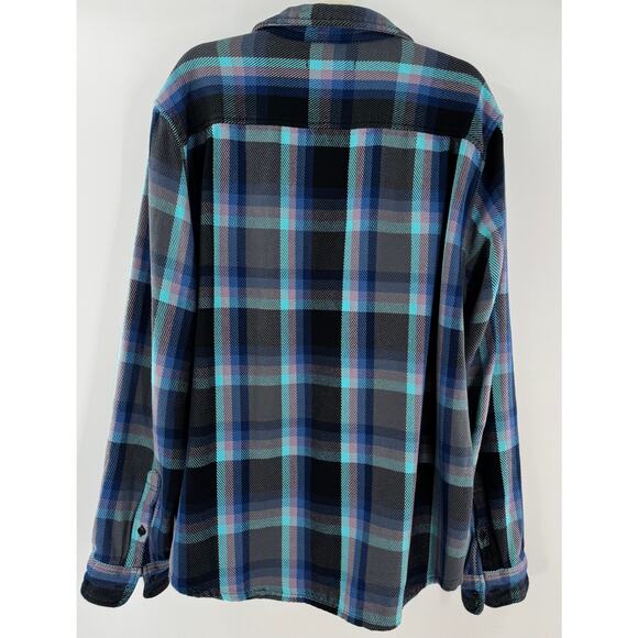 Outerknown Mens Black Plaid Blanket Shirt XXL Heavyweight button down 2XL - Picture 2 of 9